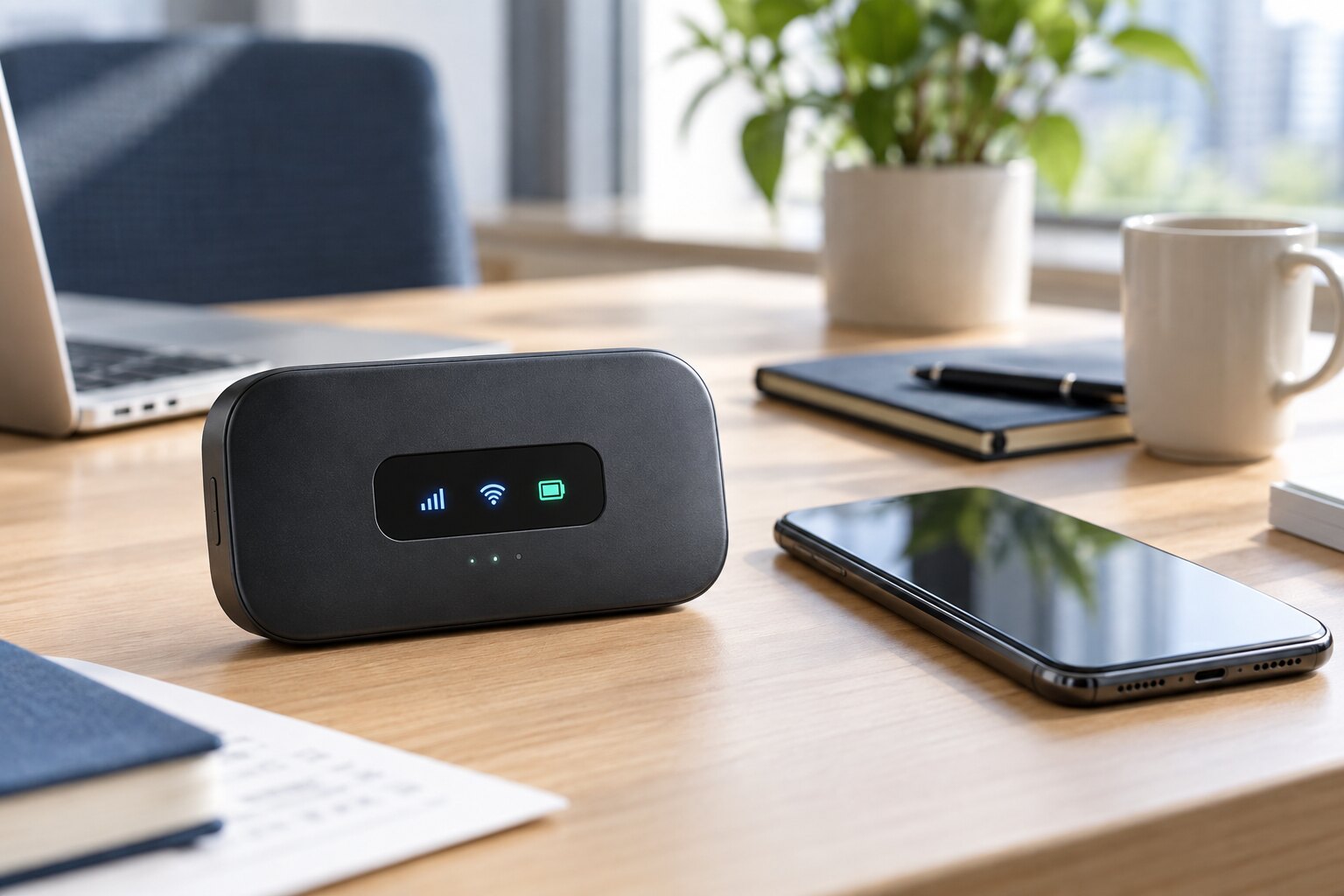 WiFiルーターとスマートフォンのイメージ